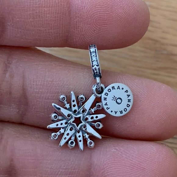 NWOT Sparkling Firework Double Dangle Charm Sterling Silver 925 - Picture 10 of 12